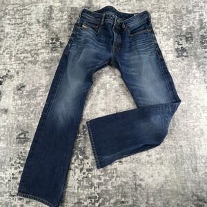 Diesel Mens 32x32 Zatiny Regular Bootcut Jeans Blue Medium Wash Whiskered Denim